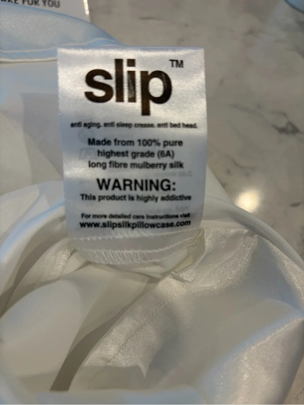 slip White Silk Pillowcase with Embroidered Logo